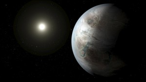 An artist's concept depicts one possible appearance of the planet Kepler-452b, the first near-Earth-size world to be found in the habitable zone of star that is similar to our sun in this NASA image released on July 23, 2015. The planet, which is about 60 percent bigger than Earth, is located about 1,400 light years away in the constellation Cygnus, the scientists told a news conference on Thursday. REUTERS/NASA/Ames/JPL-Caltech/T. Pyle/Handout    ATTENTION EDITORS - FOR EDITORIAL USE ONLY. NOT FOR SALE FOR MARKETING OR ADVERTISING CAMPAIGNS. THIS IMAGE HAS BEEN SUPPLIED BY A THIRD PARTY. IT IS DISTRIBUTED, EXACTLY AS RECEIVED BY REUTERS, AS A SERVICE TO CLIENTS